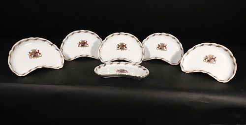 Paris Porcelain Paris Porcelain Armorial demi-lune Salad Plates-Set of Six, Couderc, Couderc-Bucher maker, 1820-40 $1,800