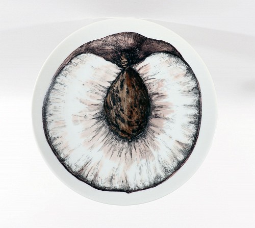 Inventory: Piero Fornasetti Piero Fornasetti Porcelain Sezioni Di Frutta Dessert Plate, No 4 for Tiffany, 1970s $500