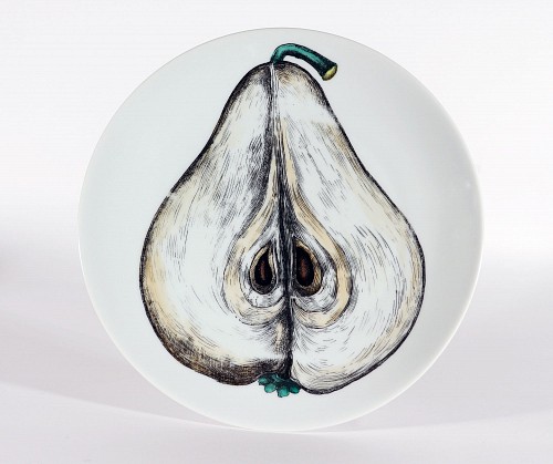 Inventory: Piero Fornasetti Piero Fornasetti Porcelain Sezioni Di Frutta Desert Plate, No 12 for Tiffany, 1970s SOLD &bull;