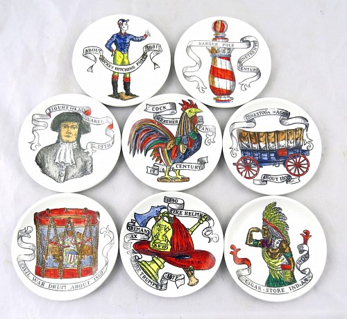 Inventory: Piero Fornasetti Mid-Century Modern Piero Fornasetti Coaster Set, American Antiques, 1960 $1,250