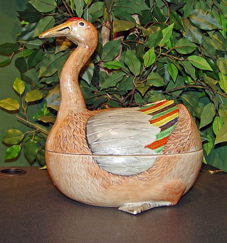 Chinese Export Porcelain Chinese Export Famille Rose Goose Tureen, Circa 1770 SOLD •