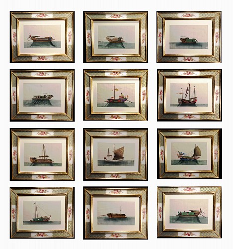 China Trade China Trade Watercolor Paintings of Chinese Sampans and Junks- A Set of Twelve, Circa 1850 $25,000