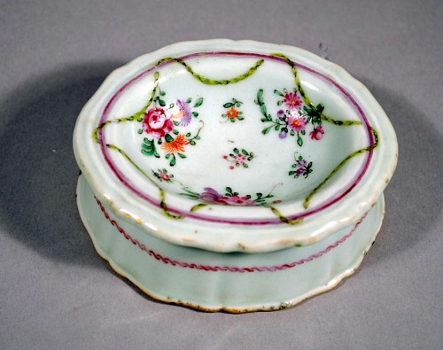 Chinese Export Porcelain Chinese Export Porcelain Famille Rose Trencher Salt Cellar, Circa 1770 $660