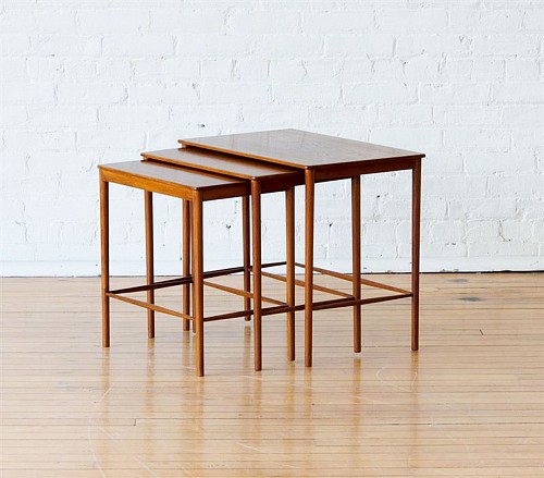 Inventory: Grete Jalk Set of Mid-century Scandinavian Teak Nesting Tables,  Grete Jalk for Poul Jeppesens Møbelsnedkeri. Denmark, Circa 1970 $2,500