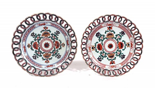 Chinese Export Porcelain Kangxi Period Chinese Export Porcelain Famille Verte Openwork Dishes- A Pair, 1700 $1,850