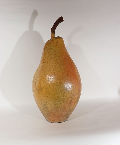 Renzo Faggloll Oversized Raku Pottery Sculpture of a Pear by American Ceramicist, Renzo Faggioll, 1980s SOLD •