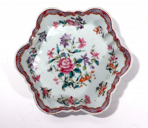 Chinese Export Porcelain Chinese Export Porcelain Famille Rose Botanical Teapot Stand, 1775 $450