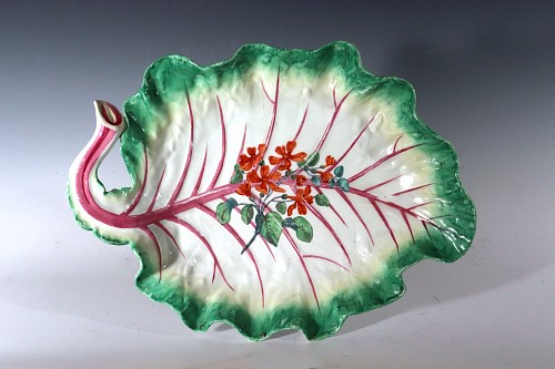 Chelsea Factory Mid 18th-century Chelsea Porcelain Botanical Trompe L'oeil Leaf Dish, 1760 SOLD •