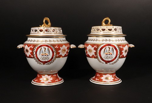 Chamberlain's Worcester Chamberlain Worcester Porcelain Crested Fruit Coolers, Covers and Liners, (St Clair family of Staverton Court), 1813-1816 $12,500