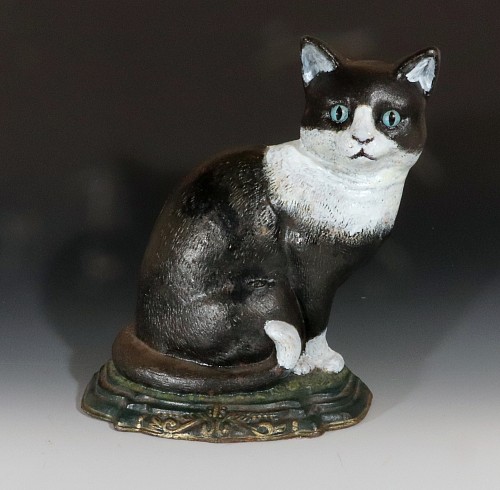 Folk Art American Folk Art Door Stop in the Form of a Sitting Cat SOLD •