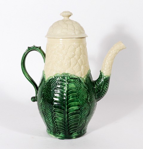 Creamware Pottery English Creamware Pottery Cauliflower Coffee Pot and Cover, 1765 $3,750