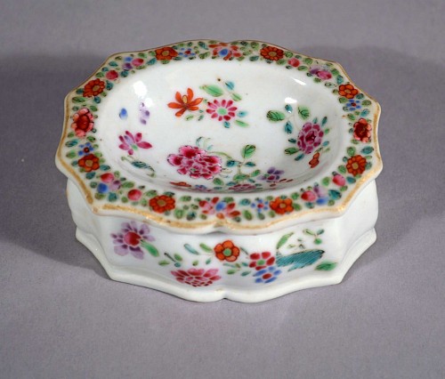 Chinese Export Porcelain Chinese Export Porcelain Famille Rose Trencher Salt Cellar, Circa 1755-65 $700