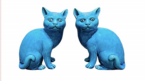 Chinese Export Porcelain Chinese Export Porcelain Turquoise Pair of Cats $1,250