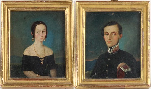 Inventory: Portrait Miniature Mexican Portrait Miniatures of Officer and Wife, 1845-50 $1,800