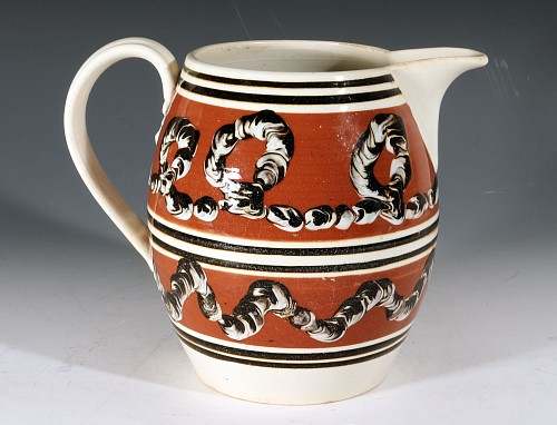 Inventory: Mocha English Mocha Pottery Jug with Double Earthworm Design, 1820 $2,500