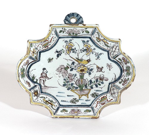 Inventory: Dutch Delft Dutch Delft Polychrome Chinoiserie Plaque, 1730-40 $2,500