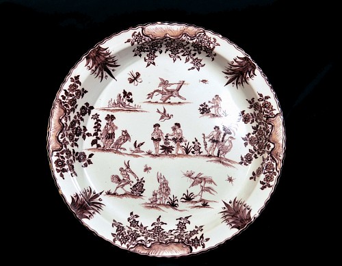 Inventory:  Edme Samson et Cie, Paris,, French Faience Massive Shallow Basin in the style of Moustiers, Edme Samson et Cie, Paris, Circa 1885, $3,000