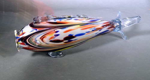 Murano Glass 1960s Italian Murano End of Day Fish Sculpture Vase, 1960's. SOLD •