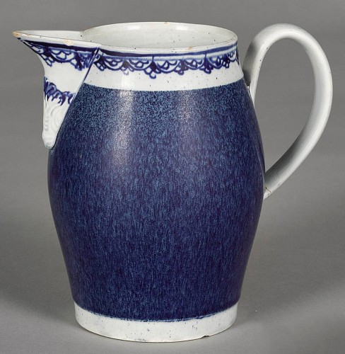 Inventory:  Mocha, English Pearlware Pottery Jug with Speckled Blue Glaze, 1780-1800, $1,250