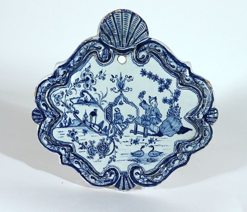 Inventory:  Dutch Delft, Dutch Delft Blue & White Chinoiserie Plaque, 1750, $1,800