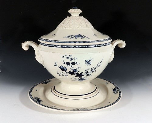 Inventory:  Pearlware, Continental Pottery Large Chinoiserie Soup Tureen, Cover & Stand, Nimy Factory, Belgium, 1800-30, $6,000