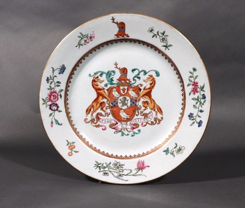 Chinese Export Porcelain Chinese Export Armorial Porcelain Plate, Arms of Stepney with Lloyd in Pretence, 1745-50 SOLD •