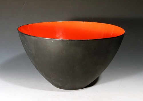 Inventory:  Mid-century Modern, Modernist Krenit Bowl in Black Steel and Red Enamel, by Herbert Krenchel for Torben Ã˜rskov & Co., 1950s-early 60s, $500