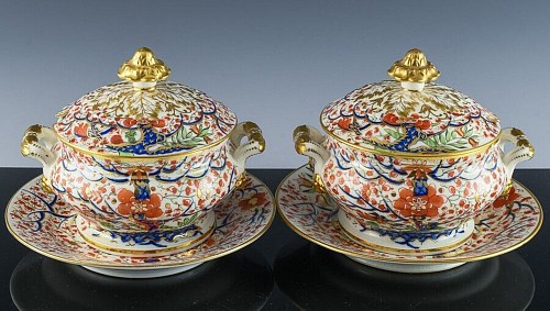 Inventory:  Chamberlain's Worcester, Chamberlain Worcester Porcelain Pair of Sauce Tureens, Covers and Stands-Tree of Life, Circa 1818-22, $4,500