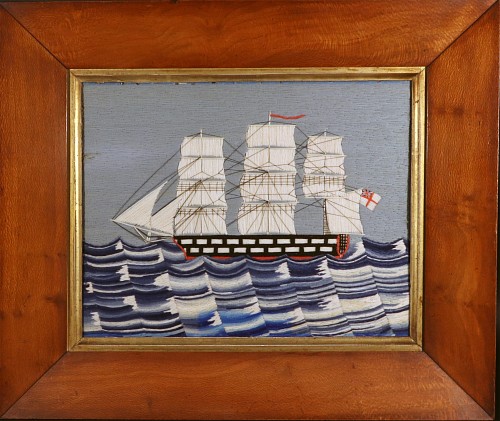 Sailor's Woolwork Sailor's Woolwork of Royal Navy Ship, 1875 SOLD •