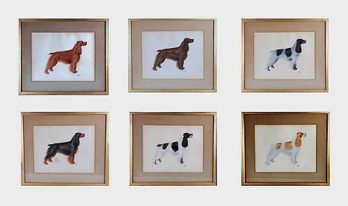 English Cocker Spaniel Watercolor and Gouache Pictures- A Set of Six, 1930-40 $2,500