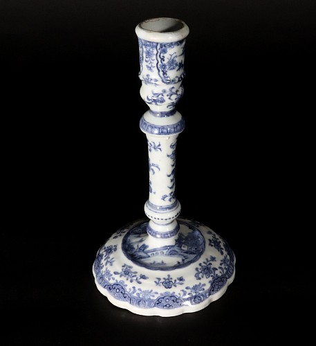 Inventory:  Chinese Export Porcelain, Chinese Export Porcelain Underglaze Blue Candlestick, 1775, $1,800