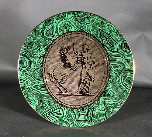 Piero Fornasetti Piero Fornasetti Porcelain Green Malachite Cammei (Cameo) Plate, 1950s $600