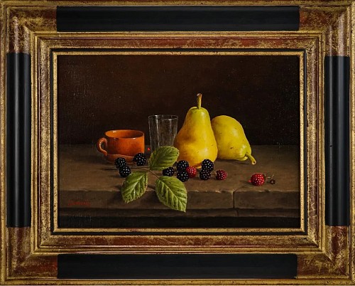 Jean Marie Daneis Still Life Painting by Jean Marie Daneis, Mures et Poires $1,500