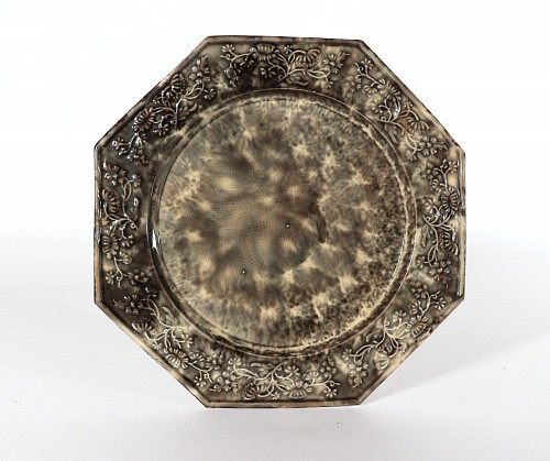 Inventory:  Creamware Pottery, English Creamware Whieldon-type Gray Tortoiseshell Plate, 1765-75, $750