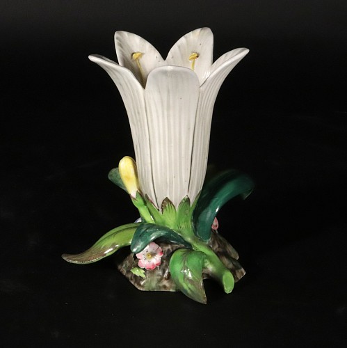 Inventory:  British Porcelain, English Staffordshire Porcelain White Lily Vase, 1840, $2,850