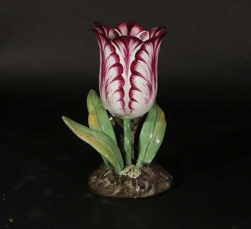 British Porcelain English Staffordshire Porcelain Large Puce Tulip Vase, 1840