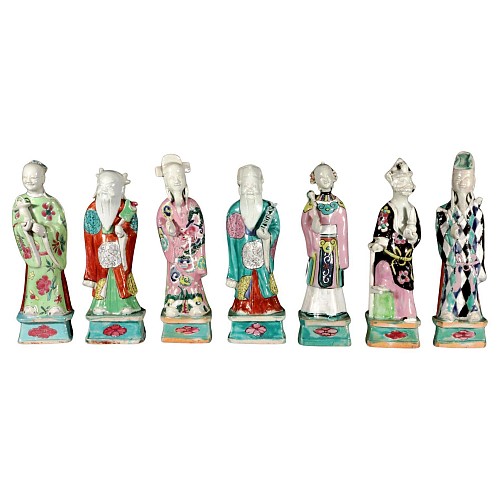 Inventory:  Chinese Export Porcelain, Chinese Export Porcelain Taoist Immortal Figures, Set of Seven, 1780-1810, $3,750