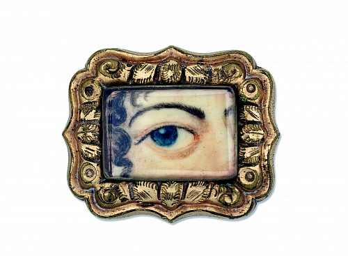 Inventory:  Portrait Miniature, Antique Woman's Lover's Eye Portrait Miniature Brooch, 1830-40, $2,800