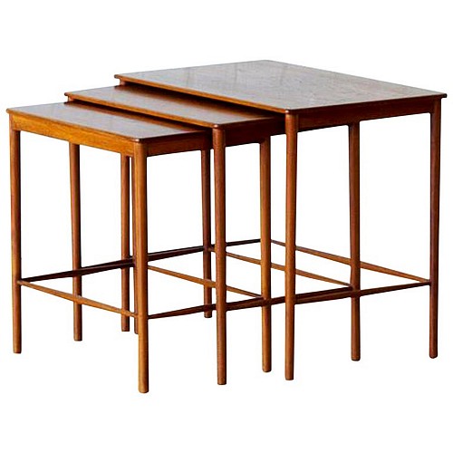 Grete Jalk Set of Mid-century Scandinavian Teak Nesting Tables,  Grete Jalk for Poul Jeppesens MÃ¸belsnedkeri. Denmark, Circa 1970 $2,500