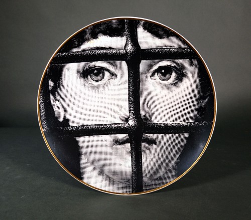 Inventory:  Piero Fornasetti, Mid-century Modern Fornasetti Rosenthal Themes and Variations Porcelain Plate, Motiv 22, 1980s, $600