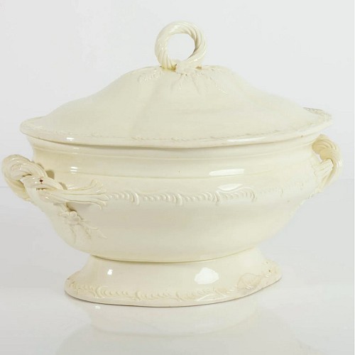 Creamware Pottery English Creamware Soup Tureen and Cover, 1785