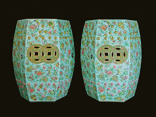 Chinese Export Porcelain Chinese Export Turquoise Garden Seats., 1840-60. SOLD •