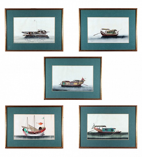 China Trade China Trade Watercolor Pictures of Junks & Sampans, 1850 $5,000