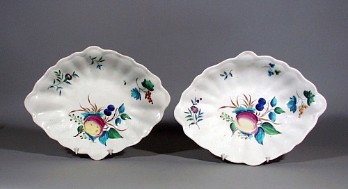 Inventory:  Billingsley, English Mansfield Porcelain Botanical Dishes, Decoration by Billingsley, Circa 1780-85, $1,800