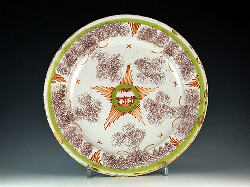 Inventory:  British Delftware, 18th-Century Bristol Delftware Star Plate, Circa 1740-50, $950