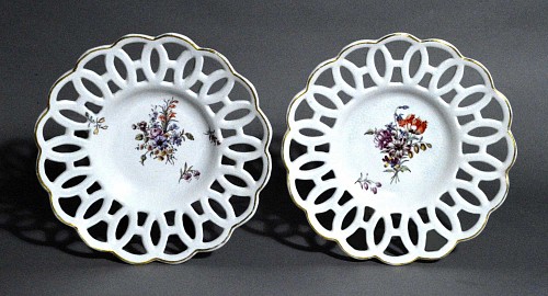 Chelsea Factory 18th-century Chelsea Porcelain Latticed Circular Dishes, Gold Anchor Period, Circa 1760 $2,500