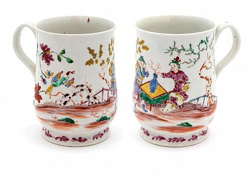 Inventory:  Bow Factory, 18th-century Bow Porcelain Chinoiserie Tankard, 1760-65, $5,900