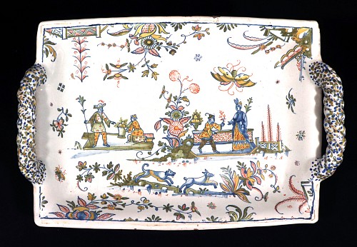 French Faience French Marseille FaÃ¯ence Chinoiserie Footed Tray (Bannette), attributed to the Leroy Workshop, Circa 1730 $6,000