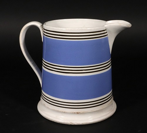 Mocha English Pottery Mocha Banded Blue Slip Jug, 1840 $650