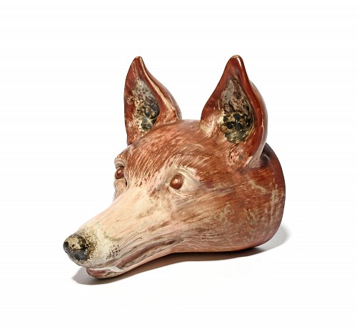 Pearlware Fox Head Pearlware Pottery Stirrup Cup, 1820